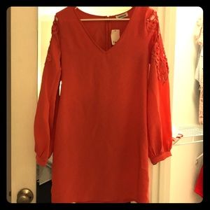 Long sleeved lightweight coral dress